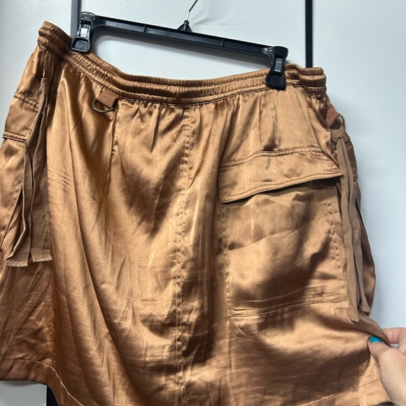 Anthropologie Love The Label Gold Cargo Satin Skirt - Picture 11 of 12